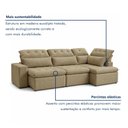 Ver mais imagens de Sofá de Canto Reclinável 5 Lugares com Chaise 371x192cm Pés em Madeira Maciça Luxemburgo