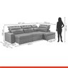 Sofá de Canto com Chaise 5 Lugares 371x192cm Luxemburgo  - 3