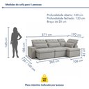 Ver imagem 3 de Sofá de Canto Reclinável 5 Lugares com Chaise 371x192cm Pés em Madeira Maciça Luxemburgo