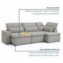 Ver imagem 5 de Sofá de Canto Reclinável 5 Lugares com Chaise 371x192cm Pés em Madeira Maciça Luxemburgo