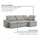 Ver imagem 6 de Sofá de Canto Reclinável 5 Lugares com Chaise 371x192cm Pés em Madeira Maciça Luxemburgo