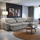Ver imagem 1 de Sofá de Canto Reclinável 5 Lugares com Chaise 371x192cm Pés em Madeira Maciça Luxemburgo