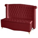 Ver imagem 1 de Kit de Quarto Cabeceira de Cama Box e Calçadeira Baú Toquio Casal Queen 160 Cm Suede Vermelho Eli Mó