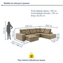 Ver imagem 3 de Sofá de Canto Retrátil e Reclinável 3 Lugares com Chaise 325x225cm Pés em Madeira Maciça Nice