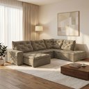 Ver imagem 1 de Sofá de Canto Retrátil e Reclinável 3 Lugares com Chaise 325x225cm Pés em Madeira Maciça Nice