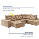 Ver imagem 5 de Sofá de Canto Retrátil e Reclinável 3 Lugares com Chaise 325x225cm Pés em Madeira Maciça Nice Veludo/Bege