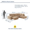 Ver imagem 3 de Sofá de Canto Retrátil e Reclinável 3 Lugares com Chaise 325x225cm Pés em Madeira Maciça Nice