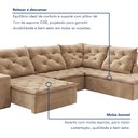Ver mais imagens de Sofá de Canto Retrátil e Reclinável 3 Lugares com Chaise 325x225cm Pés em Madeira Maciça Nice Veludo/Bege