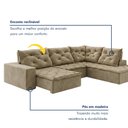 Ver imagem 4 de Sofá de Canto Retrátil e Reclinável 3 Lugares com Chaise 345x225cm Pés em Madeira Maciça Nice