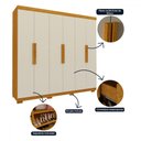Ver imagem 5 de Guarda-roupa Solteiro Império 6 Portas 2 Gavetas 100% Mdf Naturale/off White - Gelius