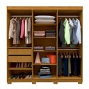 Ver imagem 3 de Guarda-roupa Solteiro Império 6 Portas 2 Gavetas 100% Mdf Naturale/off White - Gelius