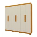 Ver imagem 2 de Guarda-roupa Solteiro Império 6 Portas 2 Gavetas 100% Mdf Naturale/off White - Gelius