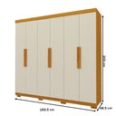 Ver imagem 4 de Guarda-roupa Solteiro Império 6 Portas 2 Gavetas 100% Mdf Naturale/off White - Gelius