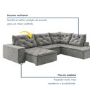Ver imagem 4 de Sofá de Canto Retrátil e Reclinável 3 Lugares com Chaise 345x225cm Pés em Madeira Maciça Nice