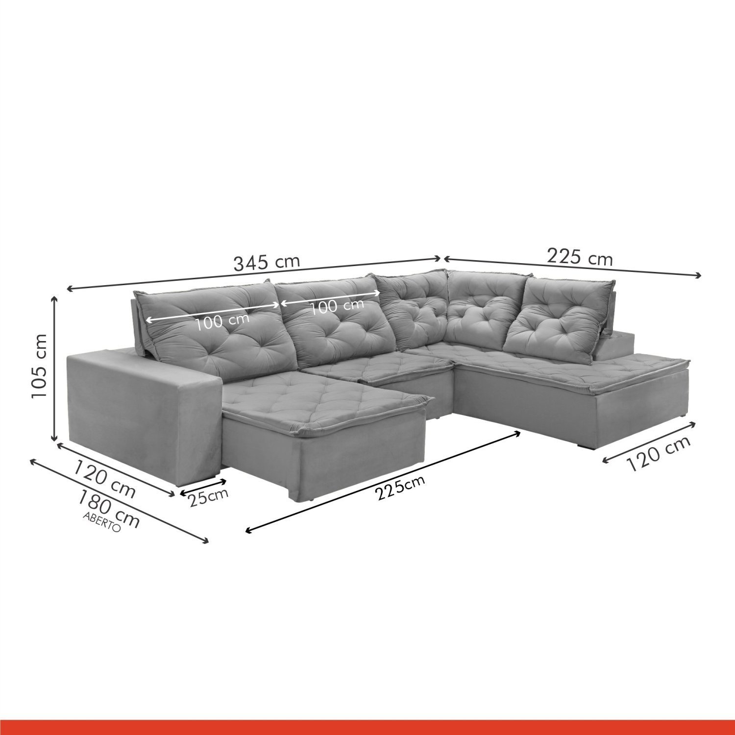 Sofá de Canto com Chaise 4 Lugares M136  - 3