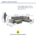 Ver imagem 3 de Sofá de Canto Retrátil e Reclinável 3 Lugares com Chaise 345x225cm Pés em Madeira Maciça Nice