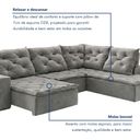 Ver mais imagens de Sofá de Canto Retrátil e Reclinável 3 Lugares com Chaise 345x225cm Pés em Madeira Maciça Nice