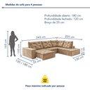Ver imagem 3 de Sofá de Canto Retrátil e Reclinável 3 Lugares com Chaise 345x225cm Pés em Madeira Maciça Nice