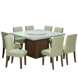 Conjunto Mesa Amsterdã com Tampo Giratório 8 Cadeiras Cedro - 1