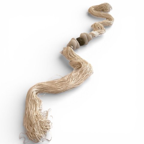 Colar de Mesa de Seda Natural com Pirita e Quartzo 1,5m – Pedra Natural