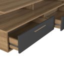 Ver imagem 5 de Rack Sala para Tv 75 Polegadas 200cm com Gavetas Porta e Led Cor:mel com Grafite