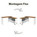 Ver imagem 5 de Escrivaninha Retrô em L Mesa Escritório e Home Office com e Gold 2 Gavetas 5 Nichos 145cm