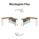 Ver imagem 5 de Escrivaninha Retrô em L Mesa Escritório e Home Office com e Gold 2 Gavetas 5 Nichos 145cm