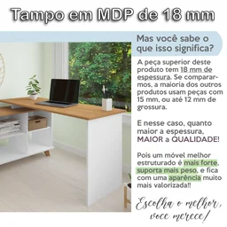 Escrivaninha Retrô em L para Escritório e Home Office com 2 Gavetas e 5 Nichos Gold - 12