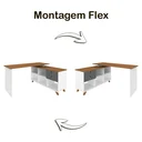 Ver imagem 5 de Escrivaninha Retrô em L Mesa Escritório e Home Office com 2 Gavetas e 5 Nichos Gold