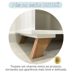 Escrivaninha Retrô em L para Escritório e Home Office com 2 Gavetas e 5 Nichos Gold - 7