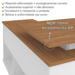 Escrivaninha Retrô em L para Escritório e Home Office com 2 Gavetas e 5 Nichos Gold - 8