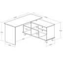 Ver imagem 4 de Escrivaninha Retrô em L Mesa Escritório e Home Office com e Gold 2 Gavetas 5 Nichos 145cm