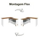 Ver imagem 5 de Escrivaninha Retrô em L Mesa Escritório e Home Office com e Gold 2 Gavetas 5 Nichos 145cm Marrom Art
