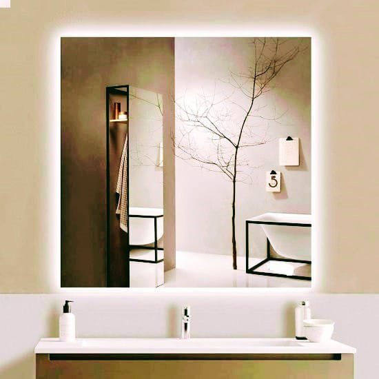 Espelho Lapidado Bisotê Iluminado com LED quente - 100x100cm - 4