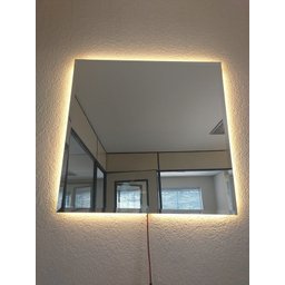 Espelho Lapidado Bisotê Iluminado com LED quente - 100x100cm - 3