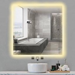 Espelho Lapidado Bisotê Iluminado com LED quente - 100x100cm - 5