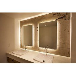 Espelho Lapidado Bisotê Iluminado com LED quente - 100x100cm - 1