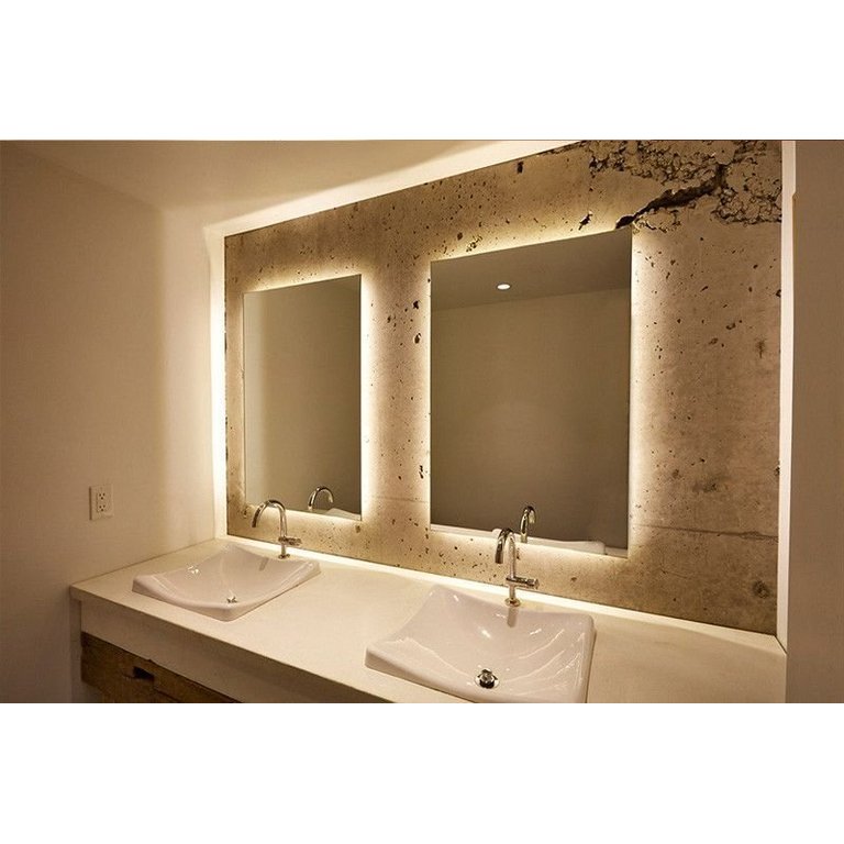 Espelho Lapidado Bisotê Iluminado com LED quente - 100x100cm