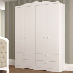 Quarto de Bebê 3 Peças com Berço Capitonê Cômoda 4 Gavetas e Guarda Roupa 4 Portas 4 Gavetas Aquarela Espresso Móveis - 6