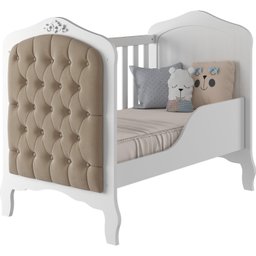Quarto de Bebê 3 Peças com Berço Capitonê Cômoda 4 Gavetas e Guarda Roupa 4 Portas 4 Gavetas Aquarela Espresso Móveis - 4