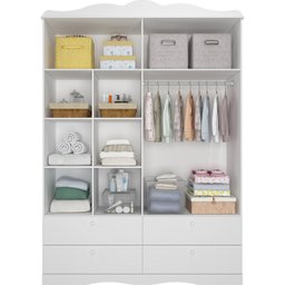 Quarto de Bebê 3 Peças com Berço Capitonê Cômoda 4 Gavetas e Guarda Roupa 4 Portas 4 Gavetas Aquarela Espresso Móveis - 8
