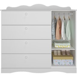 Quarto de Bebê 3 Peças com Berço Capitonê Cômoda 4 Gavetas e Guarda Roupa 4 Portas 4 Gavetas Aquarela Espresso Móveis - 12