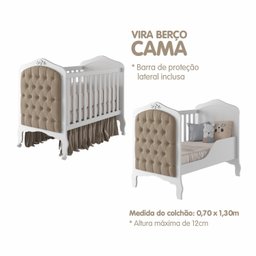 Quarto de Bebê 3 Peças com Berço Capitonê Cômoda 4 Gavetas e Guarda Roupa 4 Portas 4 Gavetas Aquarela Espresso Móveis - 5