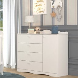 Quarto de Bebê 3 Peças com Berço Capitonê Cômoda 4 Gavetas e Guarda Roupa 4 Portas 4 Gavetas Aquarela Espresso Móveis - 10
