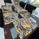 Ver imagem 4 de Kit 6 Guardanapo em Jacquard Floral Dourado 40x40cm
