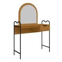 Ver imagem 1 de Penteadeira Camarim Bancada Maquiagem Espelho Gaveta Estilo Industrial Pé de Ferro Nature