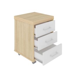 Gaveteiro 3 Gavetas Manchester Carvalho Branco - 4