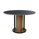 Ver imagem 1 de Mesa de Jantar Arkadina Base Nozes Redonda Estrutura Aço Carbono Preto 1.40 Cm Vidro Preto