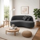 Ver imagem 5 de Sofá Orgânico Curvo 2 Lugares Tecido Bouclê - Seleguim Decor:cinza