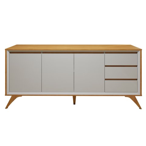 Buffet para Sala de Jantar 100%mdf 3 Portas Pés em Madeira Maciça Piazza
